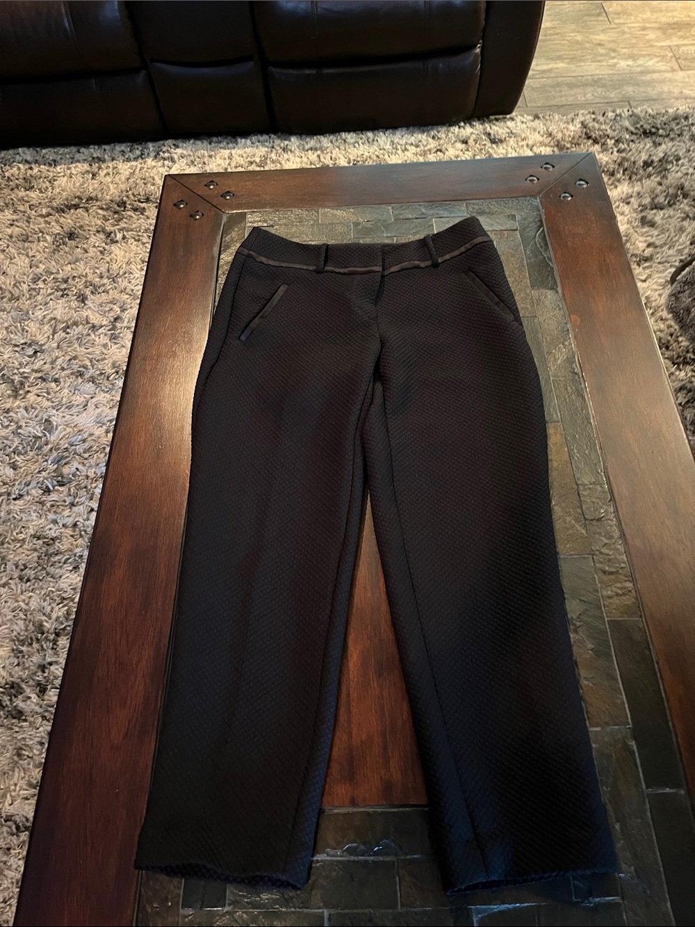 LOFT Julie Black Textured Pants